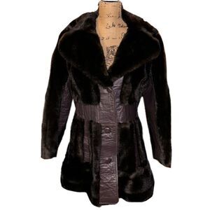 Vintage Tissavel of France faux fur brown coat size S